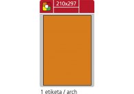 Print etikety A4 pro laserový tisk - fluorescentní - 210 x 297 mm (1 etiketa / arch) fluorescentní oranžová