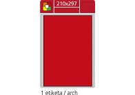 Print etikety A4 pro laserový tisk - fluorescentní - 210 x 297 mm (1 etiketa / arch) fluorescentní červená