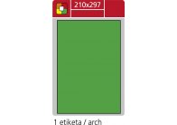 Print etikety A4 pro laserový tisk - fluorescentní - 210 x 297 mm (1 etiketa / arch) fluorescentní zelená