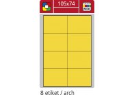 Print etikety A4 pro laserový a inkoustový tisk - 105 x 74 mm (8 etiket/ arch) žlutá