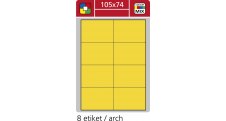 Print etikety A4 pro laserový a inkoustový tisk - 105 x 74 mm (8 etiket/ arch) žlutá