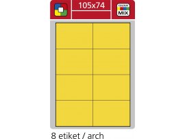 Print etikety A4 pro laserový a inkoustový tisk - 105 x 74 mm (8 etiket/ arch) žlutá