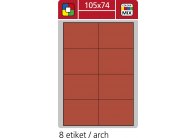 Print etikety A4 pro laserový a inkoustový tisk - 105 x 74 mm (8 etiket/ arch) červená