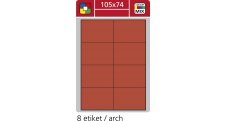 Print etikety A4 pro laserový a inkoustový tisk - 105 x 74 mm (8 etiket/ arch) červená