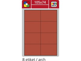 Print etikety A4 pro laserový a inkoustový tisk - 105 x 74 mm (8 etiket/ arch) červená