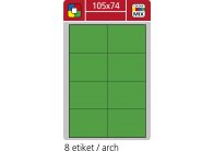 Print etikety A4 pro laserový a inkoustový tisk - 105 x 74 mm (8 etiket/ arch) zelená