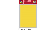 Print etikety A4 pro laserový a inkoustový tisk - 210 x 297 mm (1 etiketa/ arch) žlutá