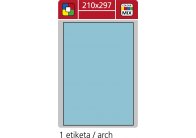 Print etikety A4 pro laserový a inkoustový tisk - 210 x 297 mm (1 etiketa/ arch) modrá