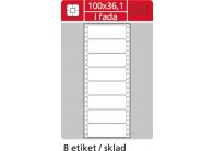 Tabelační etikety s vodící drážkou - 100 x 36,1 mm jednořadé 200 etiket / 25 skladů
