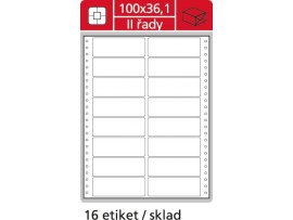 Tabelační etikety s vodící drážkou - 100 x 36,1 mm dvouřadé 400 etiket / 25 skladů