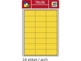 Print etikety A4 pro laserový a inkoustový tisk - 70 x 36 mm (24 etiket/ arch) žlutá