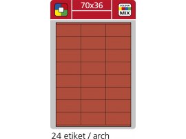 Print etikety A4 pro laserový a inkoustový tisk - 70 x 36 mm (24 etiket/ arch) červená