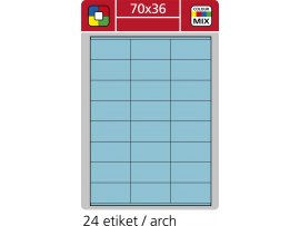 Print etikety A4 pro laserový a inkoustový tisk - 70 x 36 mm (24 etiket/ arch) modrá