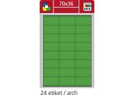 Print etikety A4 pro laserový a inkoustový tisk - 70 x 36 mm (24 etiket/ arch) zelená