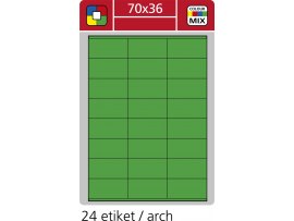 Print etikety A4 pro laserový a inkoustový tisk - 70 x 36 mm (24 etiket/ arch) zelená