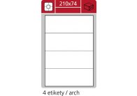Print etikety A4 PLUS pro laserový a inkoustový tisk - 210 x 74 mm (4 etikety / arch)
