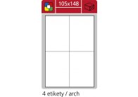 Print etikety A4 pro laserový a inkoustový tisk / 30 archů - 105 x 148 mm (4 etikety / arch)
