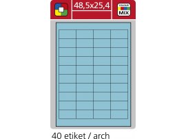 Print etikety A4 pro laserový a inkoustový tisk - 48,5 x 25,4 mm (40 etiket / arch) modrá