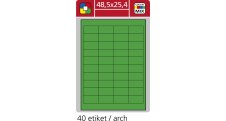 Print etikety A4 pro laserový a inkoustový tisk - 48,5 x 25,4 mm (40 etiket / arch) zelená
