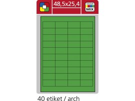 Print etikety A4 pro laserový a inkoustový tisk - 48,5 x 25,4 mm (40 etiket / arch) zelená