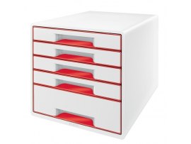 Zásuvkový box Leitz WOW - 4+1 zásuvky / červená Zásuvkový box Leitz WOW - 4+1 zásuvky / červená
