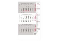 Kalendář nástěnný pracovní - tříměsíční šedý s poznámkami / N210