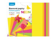 Barevné papíry A4 - nelepicí 20 listů / neonový mix