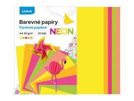 Barevné papíry A4 - nelepicí 20 listů / neonový mix