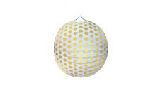 Lampion kulatý 25 cm - zlatý puntík