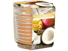Vonná svíčka vroubkované sklo - Mango a kokos Vonná svíčka vroubkované sklo - Mango a kokos