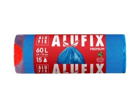 Pytle do koše Alufix Premium stahovací - 71x64cm / 60l / 26my / 15ks / modrá
