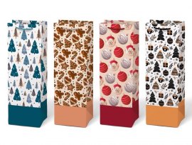 Vánoční taška na lahve 120 x 360 x 100 mm - KRAFT mix Vánoční taška na lahve 120 x 360 x 100 mm - KRAFT mix