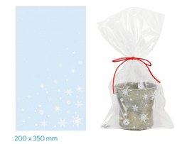 Vánoční celofánový sáček - Transparentní vločky a hvězdičky 20 x 35 cm Vánoční celofánový sáček - Transparentní vločky a hvězdičky 20 x 35 cm