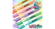 Zvýrazňovač Kores High liner PLUS PASTEL  LOLLIPOPZ - sada 6 ks