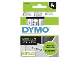 Pásky D1 standardní - 12 mm x 7 m / černý tisk / bílá páska