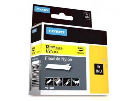 Pásky D1 nylonová flexibilní pro elektronické štítkovače DYMO - 12 mm x 3,5 m černý tisk / žlutá páska