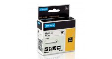 Pásky D1 vinylové permanentní - 19 mm x 5,5 m / černý tisk / bílá páska