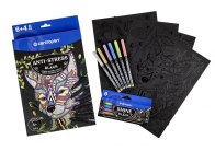 Omalovánky A4 - Antistress black 9390 + 6 ks popisovačů