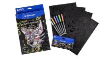 Omalovánky A4 - Antistress black 9390 + 6 ks popisovačů