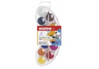 Vodové barvy Kores Akuarellos - MINI / 12 barev / průměr 25 mm + štětec