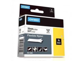 Pásky D1 nylonová flexibilní pro elektronické štítkovače DYMO - 19 mm x 3,5 m černý tisk / bílá páska