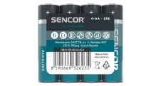 Baterie Sencor alkalická tužková AA LR6 / 4 ks