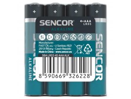 Baterie Sencor alkalická tužková AAA LR03 / 4 ks