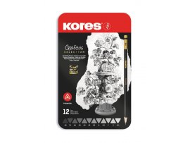 Tužka Kores trojhranná Grafitos set - 12 ks / plechový box