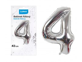 Balónek nafukovací č. 4 - stříbrný / 43cm Balónek nafukovací č. 4 - stříbrný / 43cm