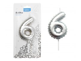 Svíčka dortová č. 6 - stříbrná Svíčka dortová č. 6 - stříbrná