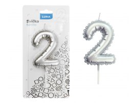 Svíčka dortová č. 2 - stříbrná Svíčka dortová č. 2 - stříbrná