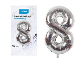 Balónek nafukovací č. 8 - stříbrný / 43cm Balónek nafukovací č. 8 - stříbrný / 43cm
