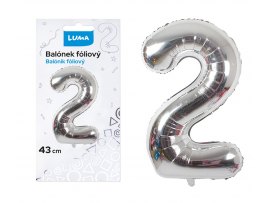 Balónek nafukovací č. 2 - stříbrný / 43cm Balónek nafukovací č. 2 - stříbrný / 43cm