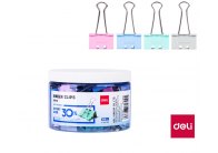 Klipy kovové pastelové DELI - 25 mm / 48 ks